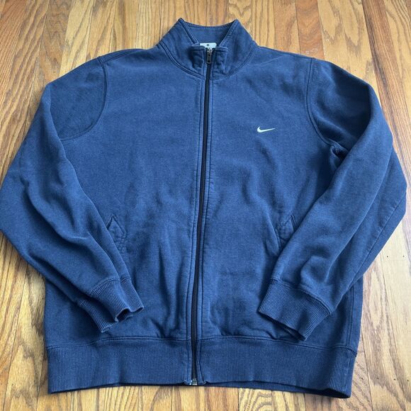 Nike Other - Nike Essentials Swoosh Mens Large Full Zip Up Long Sleeve High Neck Jacket Navy